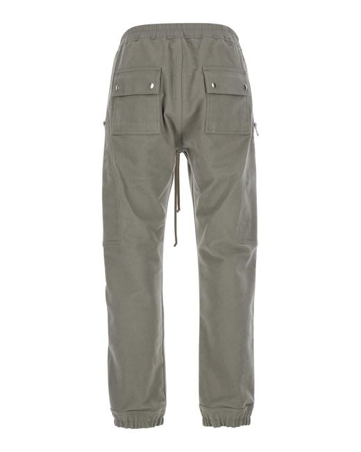 Rick Owens Gray Cargo Pants Heizer Cotton Trousers for men