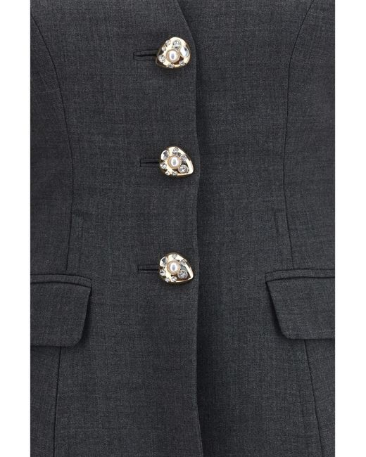 Self-Portrait Blue Wool Collarless Jacket Polyester
