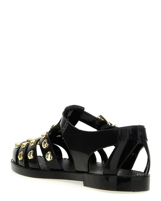 Moschino Black Teddy Bear-embellished Caged Sandals