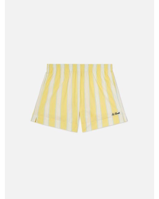 Mc2 Saint Barth Yellow Striped Meave Cotton Shorts Pant