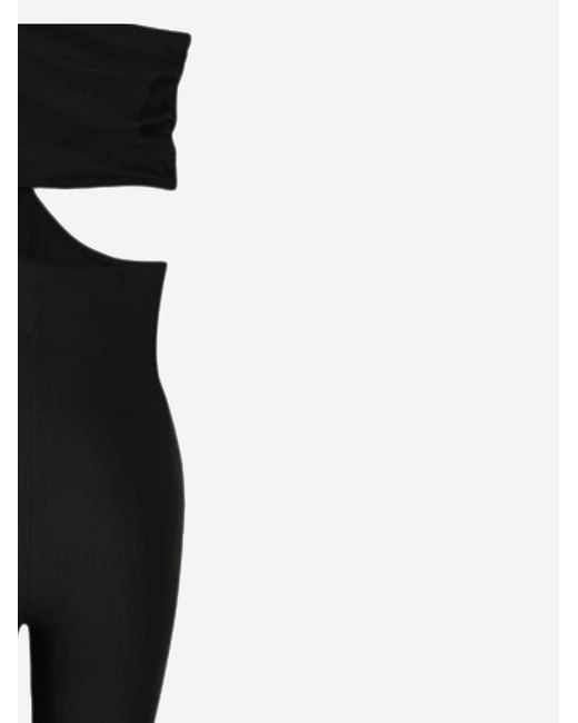 Saint Laurent Black One-Shoulder Jumpsuit Polyamide Tracksuits