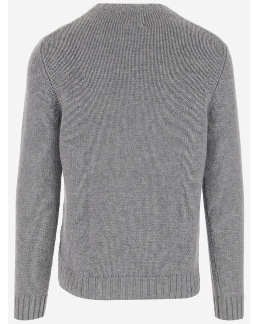 Allude Gray Cashmere Crew-Neck Sweater for men