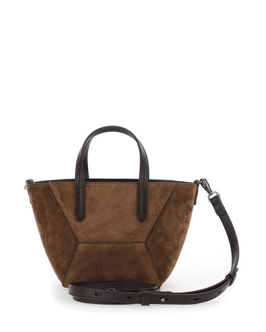 Brunello Cucinelli Brown Mini Bag Duo Suede Leather