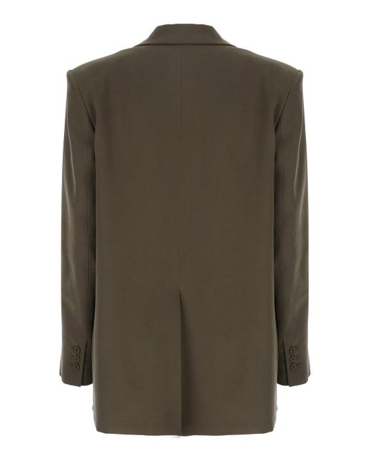ANDAMANE Green Guia Single-Breasted Jacket With Notched Revers And Shoulder Pads