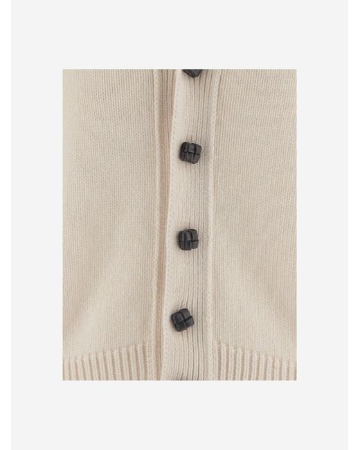 Bottega Veneta Natural Cardigan Stretch Wool-Blend