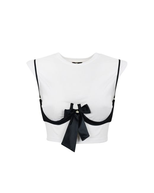 Elisabetta Franchi White T-Shirt With Bra Accessory