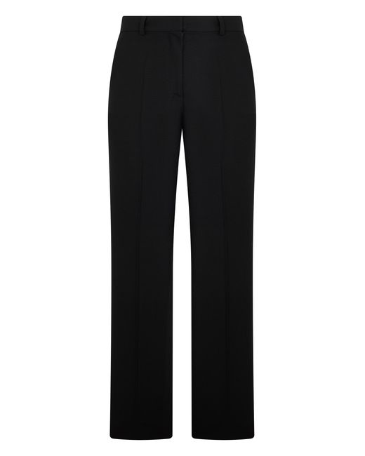 Totême Black Straight Trousers Wool-Blend Polyester