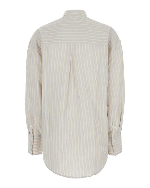 Totême White Striped Shirt Viscose Blouses