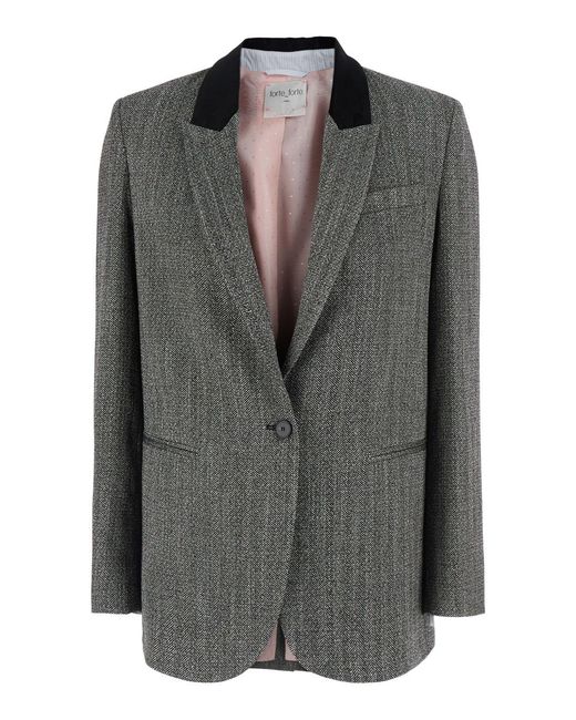 Forte_forte Black Jacket Single-Breasted Velvet Collar Polyester Blazers