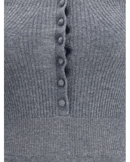 Self-Portrait Gray Long-Sleeved Wool Bodysuit