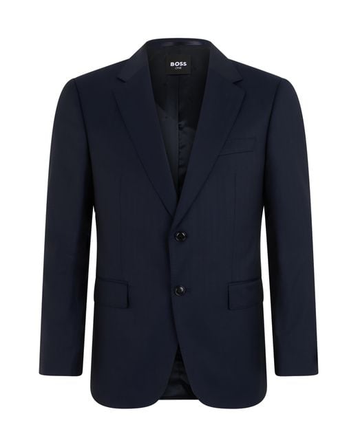 Boss Blue Single-Breasted Wool Jacket Virgin Suit & Dinner for men