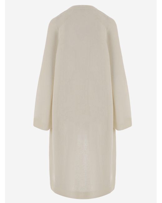 Sa Su Phi White Long Open Cashmere And Silk Knit Knitwear