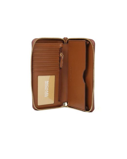 Michael Kors Brown Large Pebbled Leather Smartphone Wristlet