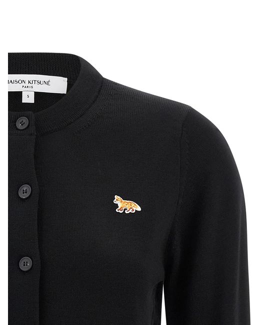 Maison Kitsuné Black Boxy Lambswool Cardigan