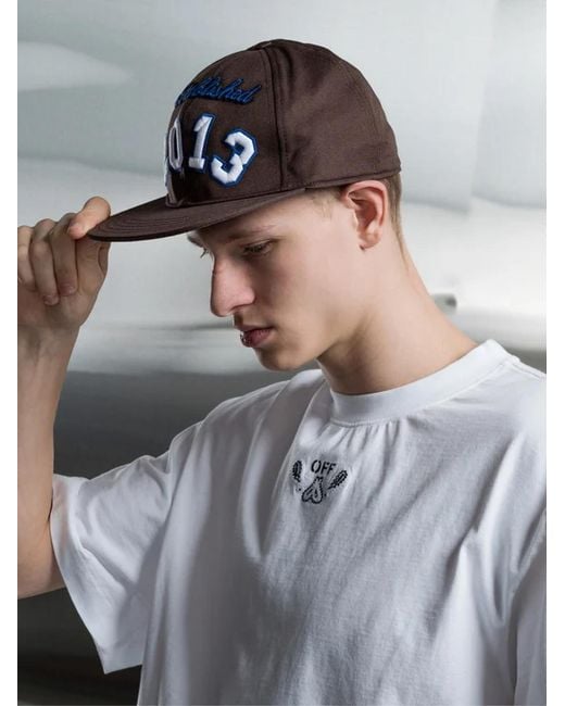 Off-White c/o Virgil Abloh Brown Boxy Logo Baseball Cap Accessories Beanies & Hats for men