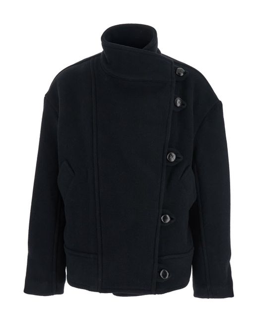 Isabel Marant Blue 'Hanis' Jacket With Stand-Up Collar And Dropped Shoulders