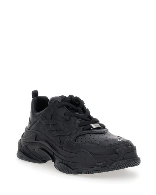 Balenciaga Black 'Triple S Sporty' Sneaker With 3B Logo Embroidered On The Side And Worn Effect for men