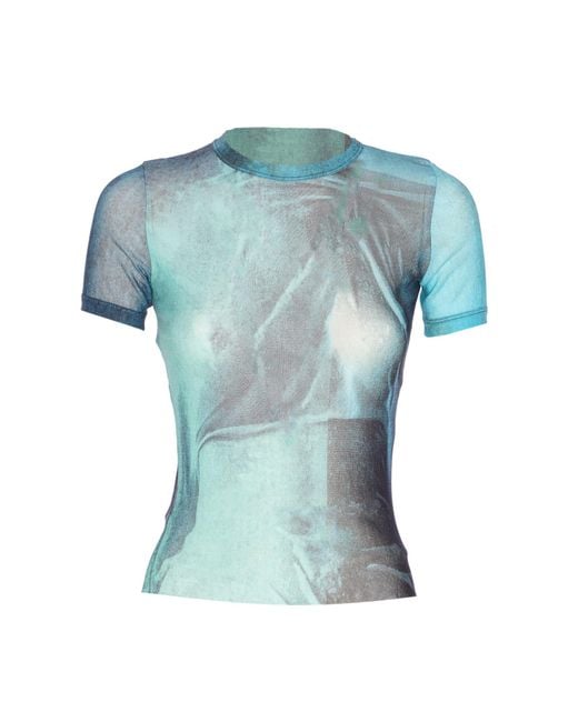 Jean Paul Gaultier Blue Mesh Baby T-Shirt Water Print