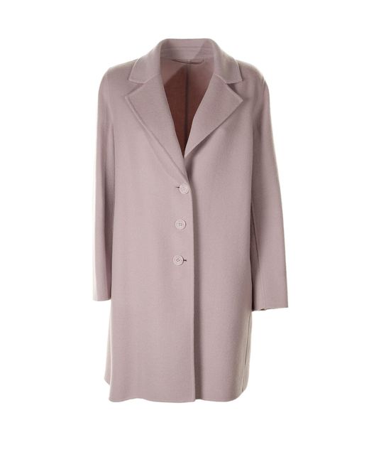 Marella Brown Pink Single-breasted Wool Coat