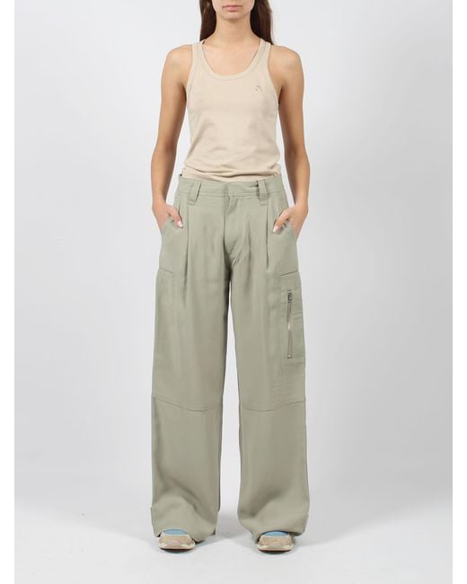 AMI Gray Crepe Cargo Trousers