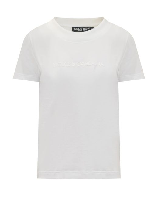 Dolce & Gabbana White Jersey T-shirt With Dolce&gabbana Flock