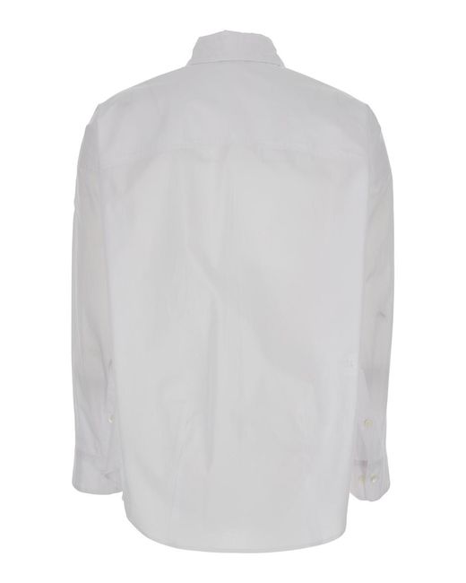 Le Plain White Shirt With Classic Collar And Long Sleeves