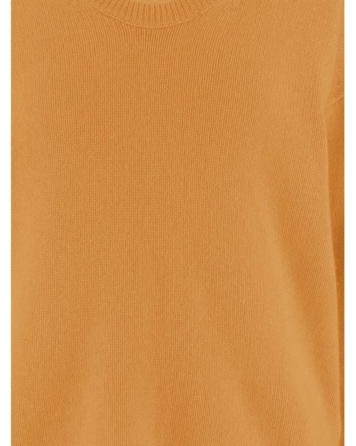 Allude Orange Cashmere V-Neck Sweater
