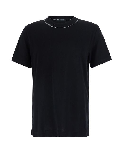 Dolce & Gabbana Black T-Shirt Crew Neck Cotton T-Shirts for men