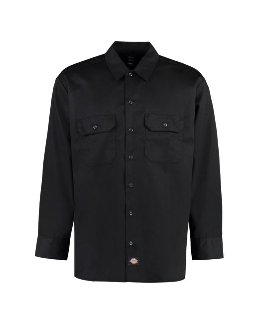 Dickies Black Long Sleeve Cotton Blend Shirt for men
