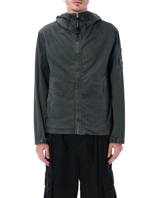 C P Company Gray Micro-Reps Cotton Hooded Jacket