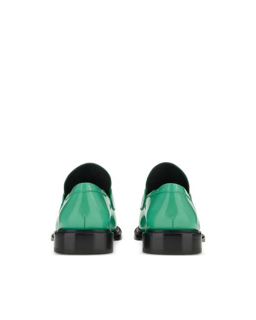 Ferragamo Green Peny Strap Leather Loafers
