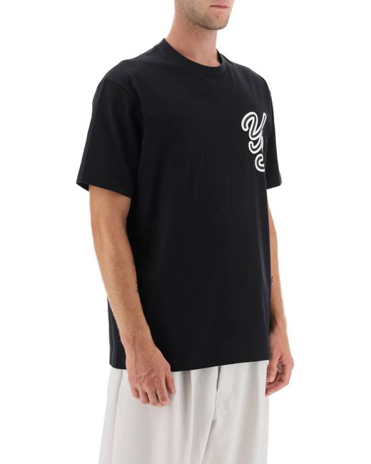 Y-3 Black Logo Print T Shirt for men