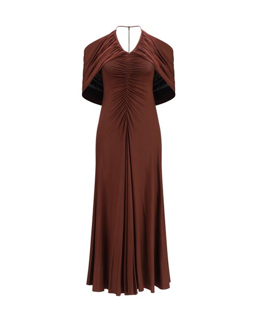 Self-Portrait Brown Jersey Midi Dress Viscose; Elastane