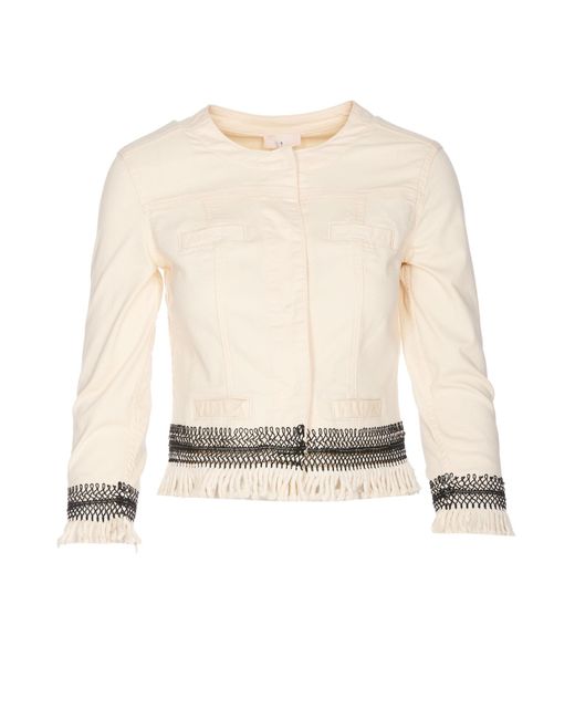 Liu Jo Natural Cotton Jacket With Fringes