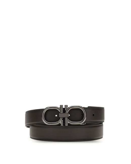 Ferragamo Black Reversible Gancini Belt for men