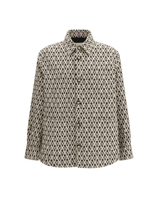 Valentino White Mixed Cotton Jacquard Toute La V Jacket Cotton; Silk; Polyamide Shirt for men