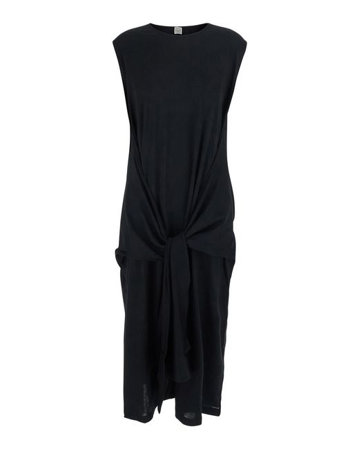 Totême Black Long Jersey Dress Tie-Waist