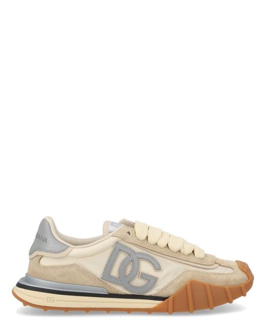 Dolce & Gabbana Natural Sneaker Polyamide Leather Trainers