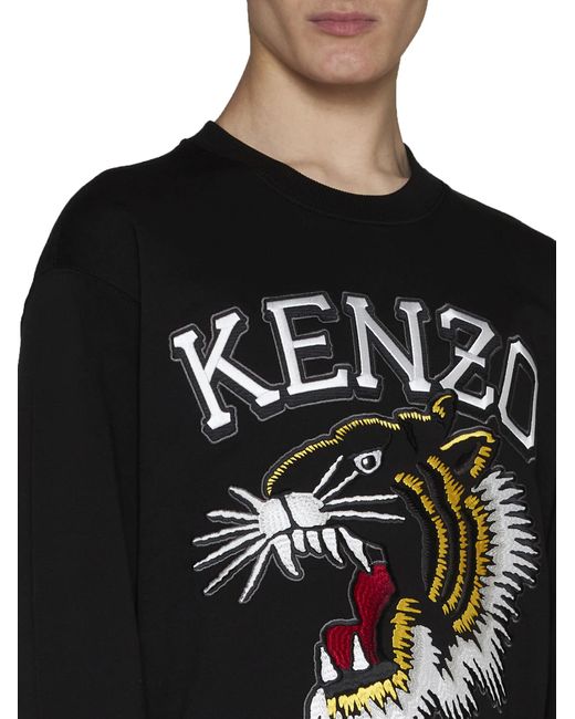 KENZO Black Tiger Varsity Cotton Sweatshirt for men