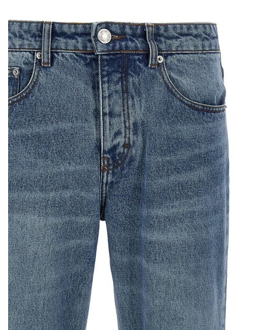 AMI Blue Cotton Straight-Leg Jeans Clothing for men