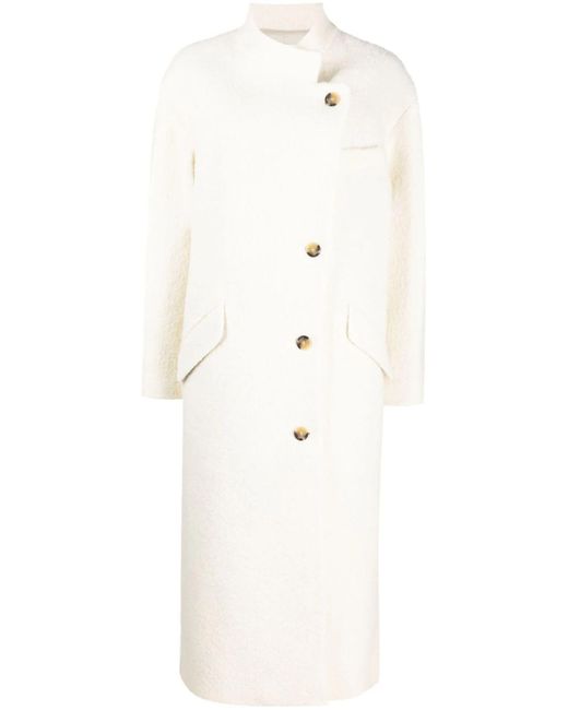 MARANT ETOILE Cream White Wool Blend Coat