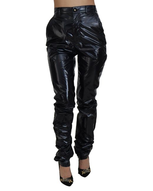Dolce & Gabbana Black Nylon High Waist Skinny Pants