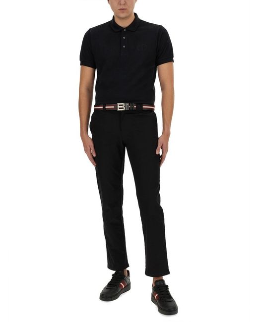 Bally Black Polo Shirt With Embroidery for men