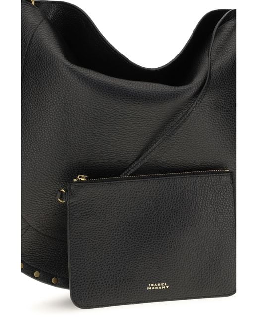 Isabel Marant Black Oskan Hobo Shoulder Bag Calf Leather Bos Taurus