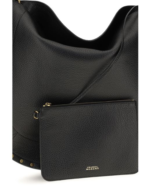 Isabel Marant Black Hobo Shoulder Bag Oskan Calfskin Calf Leather