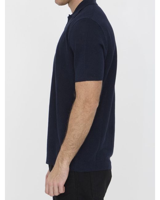 Roberto Collina Blue Linen Polo Shirt for men