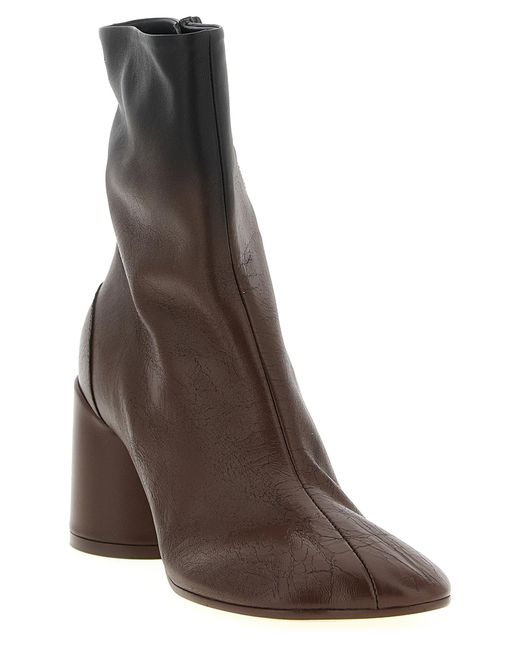 MM6 by Maison Margiela Brown Anatomic Ankle Boots Lambskin Boots