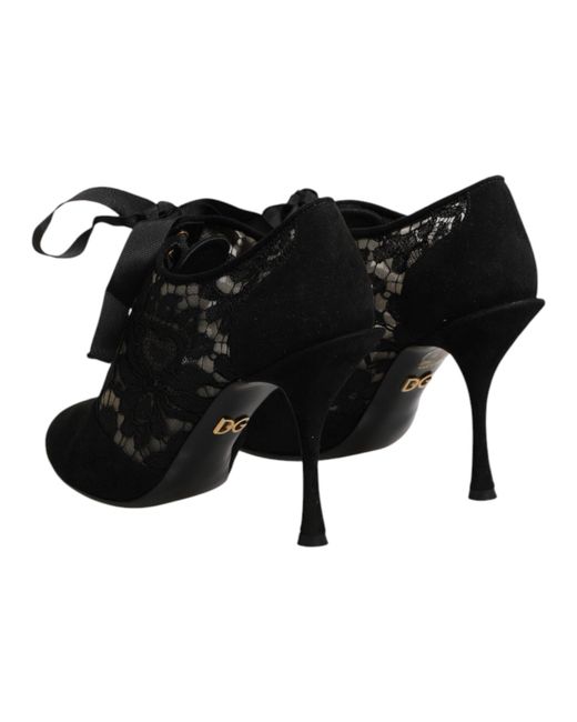 Dolce & Gabbana Black Floral High Heels Lace