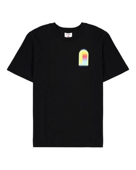 Casablanca Black T-Shirt With Print Organic Cotton T-Shirts for men