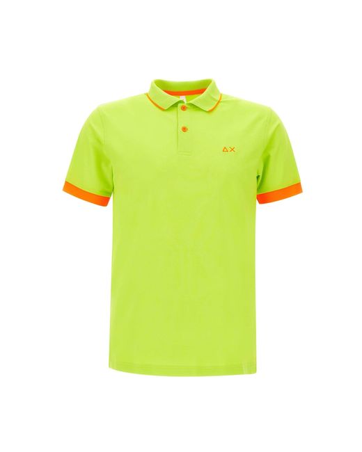 Sun 68 Yellow Small Stripe Cotton Polo Shirt for men